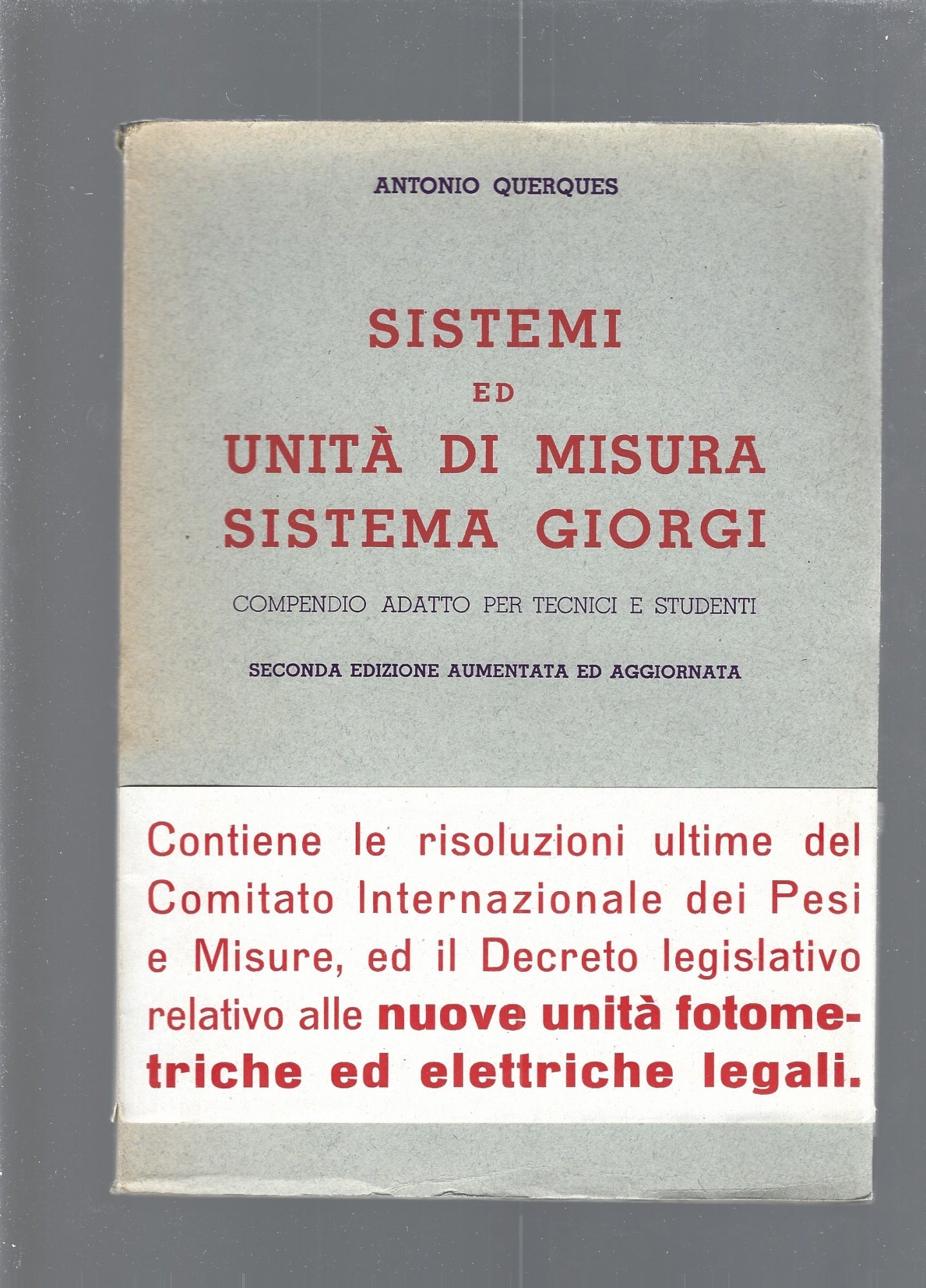 SISTEMI ED UNITA' DI MISURA, SISTEMA GIORGI - copertina