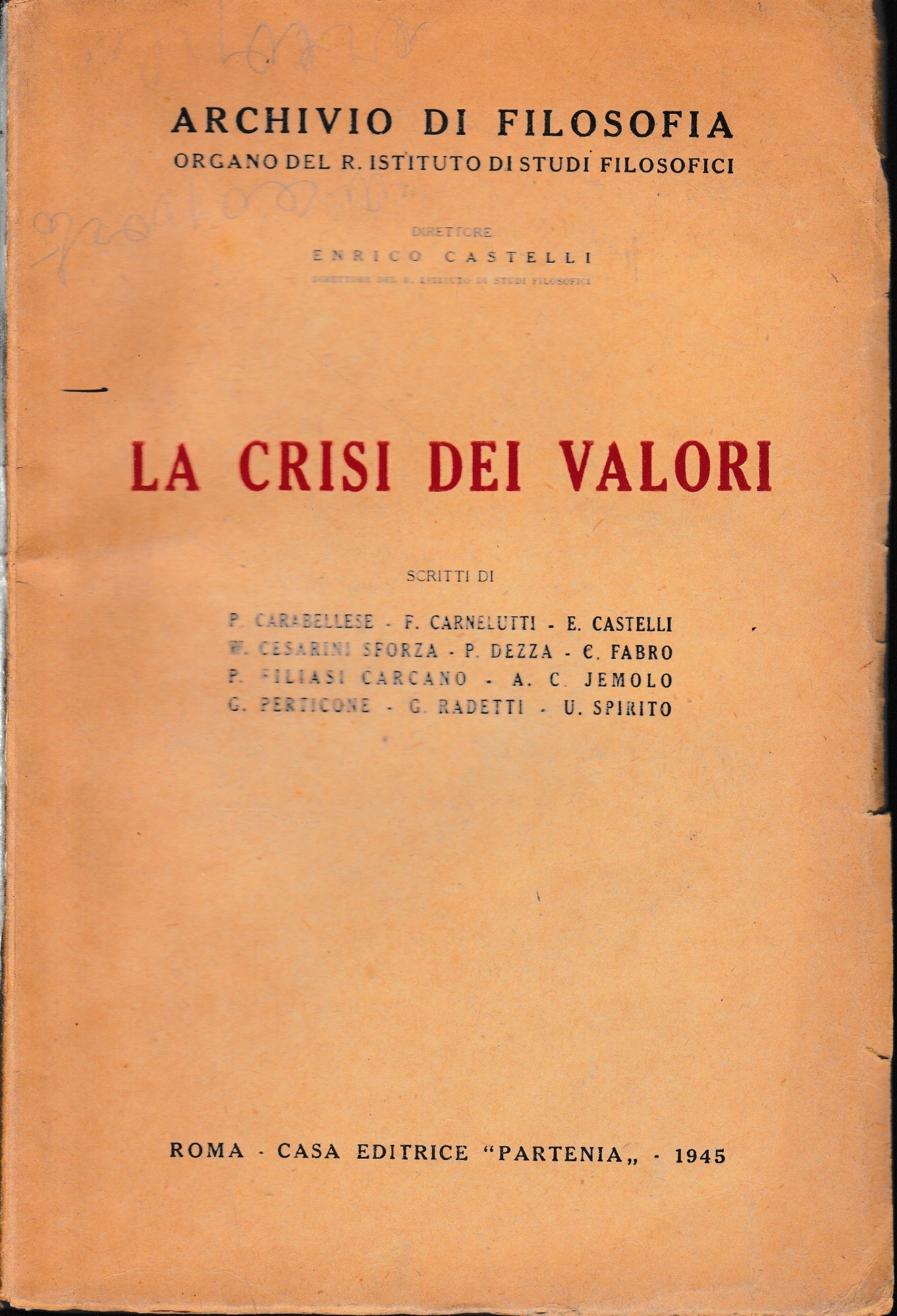 La crisi dei valori - copertina