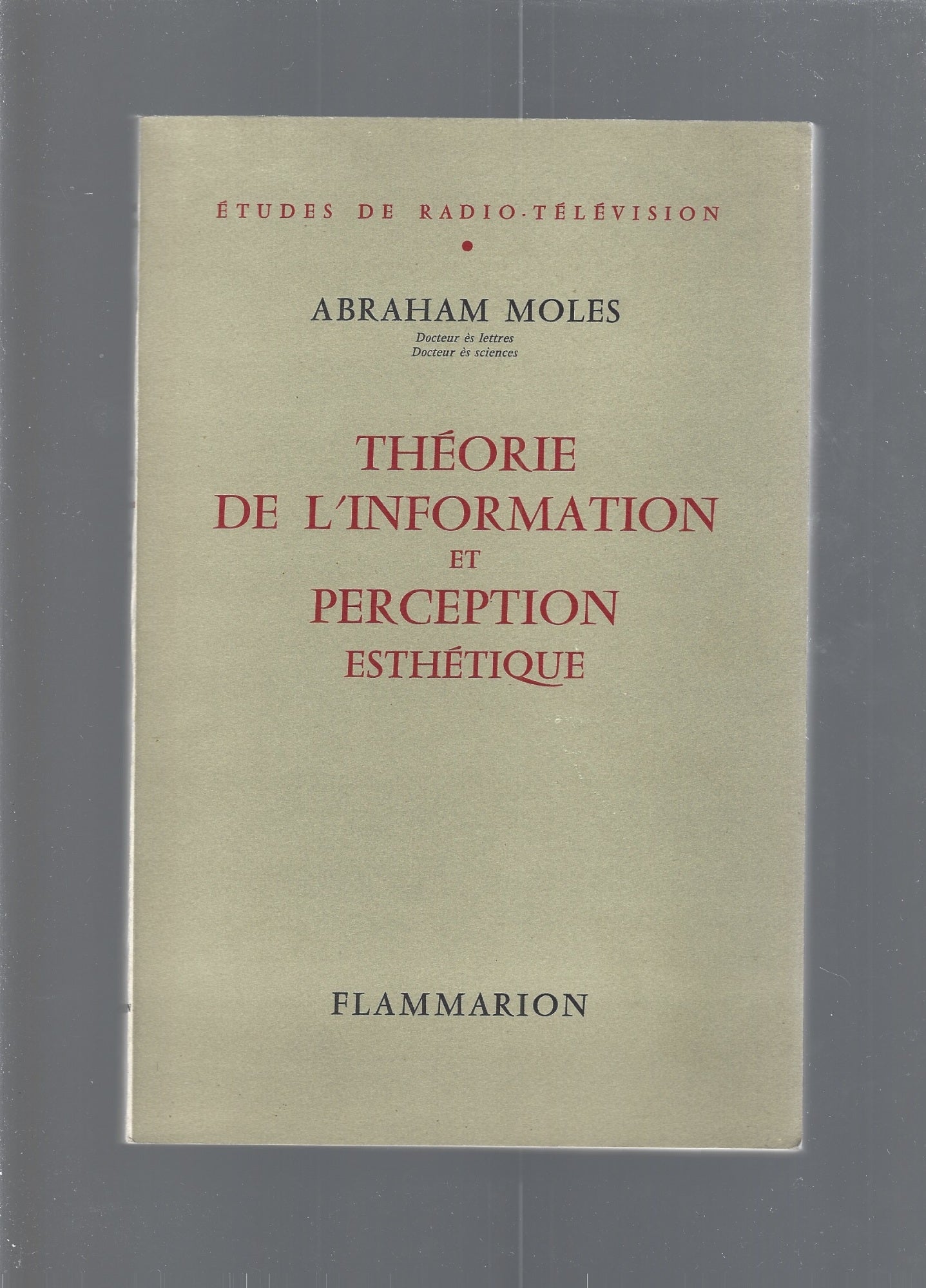 THEORIE DE L'INFORMATION ET PERCEPTION ESTHETIQUE - copertina
