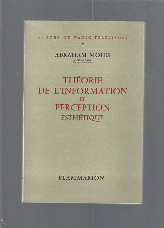 THEORIE DE L'INFORMATION ET PERCEPTION ESTHETIQUE - copertina