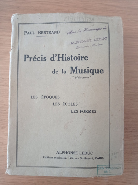 Precis d'Historie de la Musique - copertina