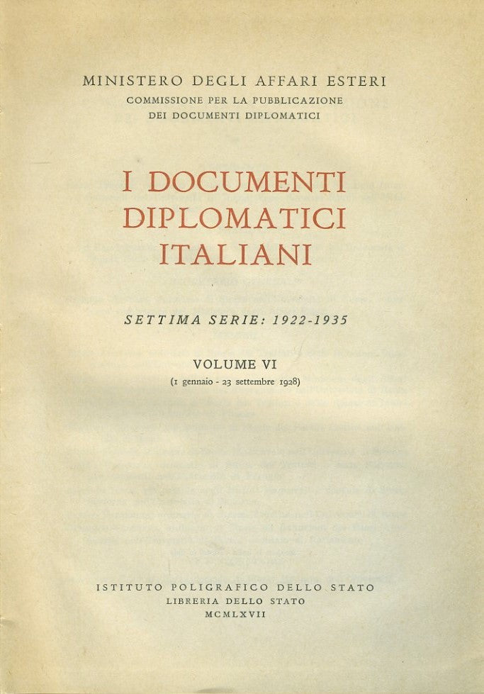I documenti diplomatici italiani. Volume VI - copertina