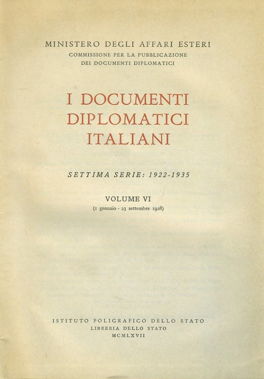 I documenti diplomatici italiani. Volume VI - copertina