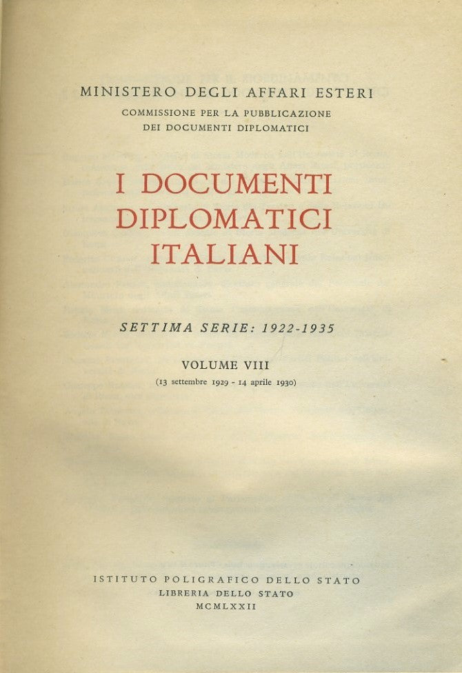 I documenti diplomatici italiani. Volume VIII - copertina