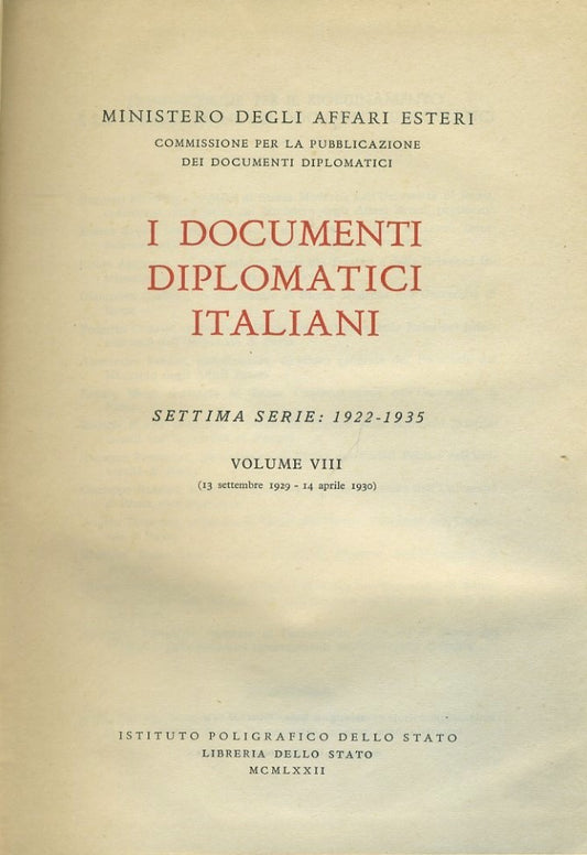 I documenti diplomatici italiani. Volume VIII - copertina