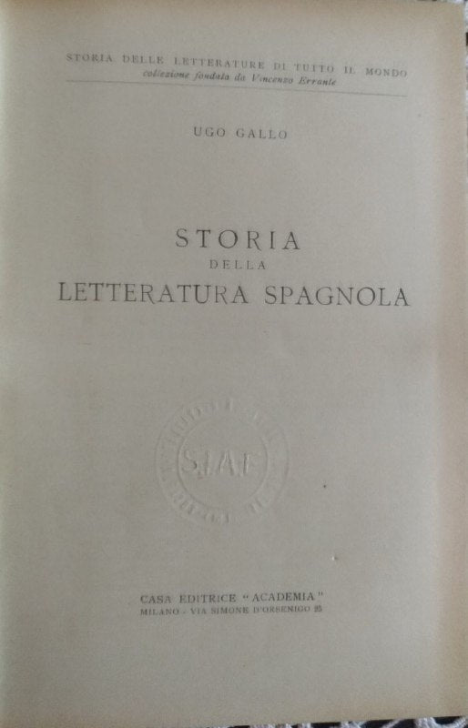 Storia della letteratura spagnola - copertina