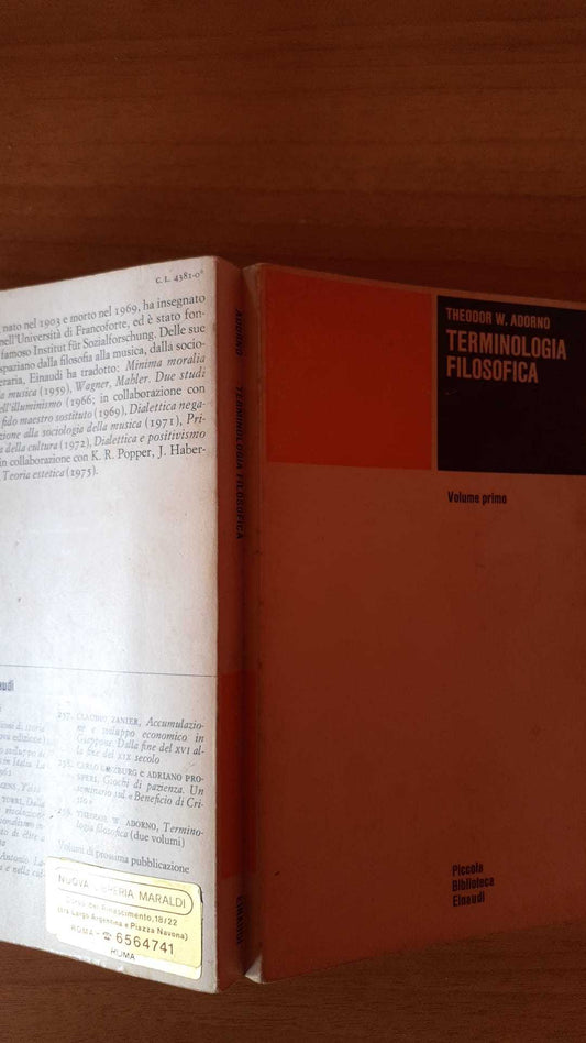Terminologia filosofica. Volume primo - copertina