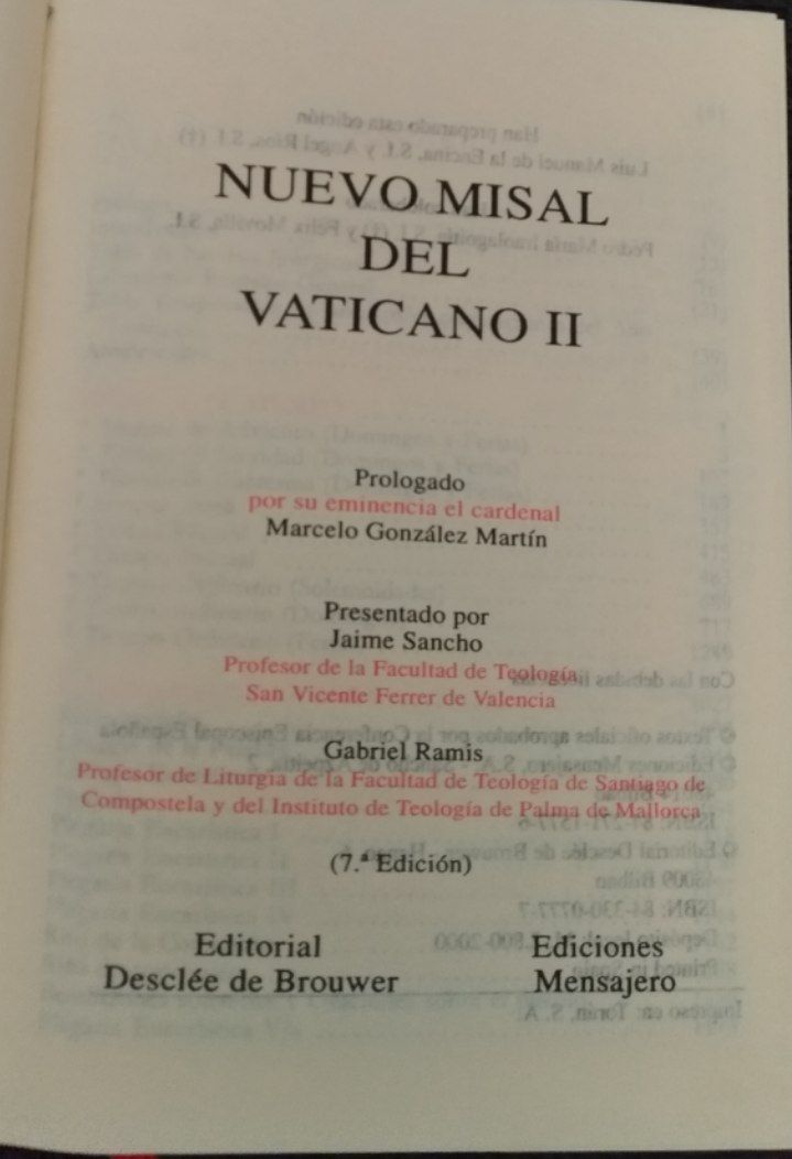 Nuevo misal del Vaticano II - copertina