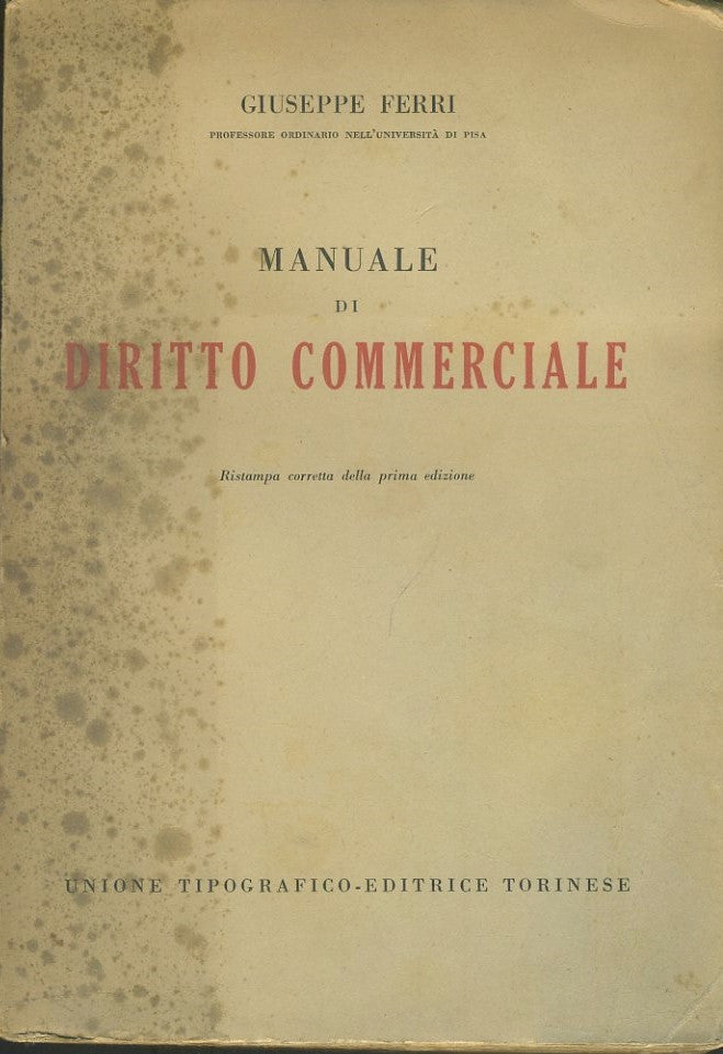 Manuale di diritto commerciale - copertina
