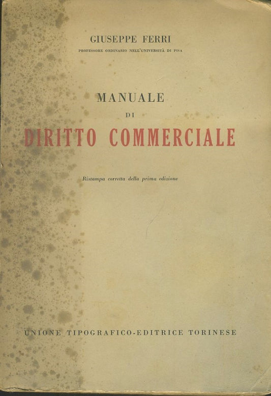 Manuale di diritto commerciale - copertina