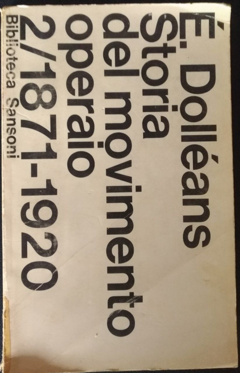 Storia del movimento operaio. Volume secondo - copertina