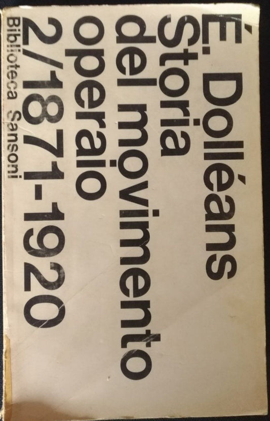 Storia del movimento operaio. Volume secondo - copertina