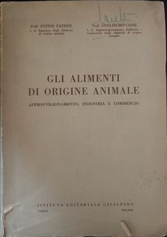 Gli alimenti di origine animale - copertina
