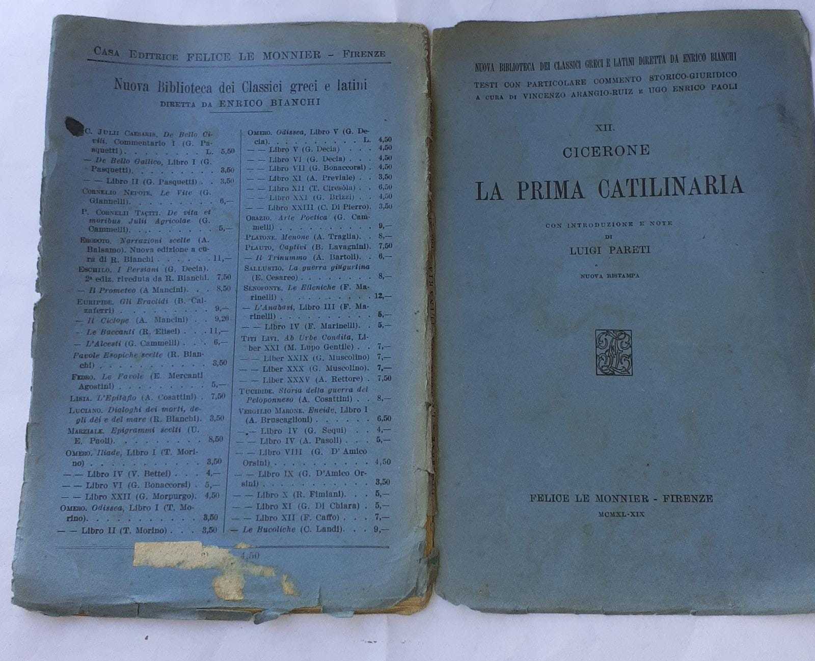 La prima catilinaria - copertina