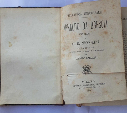 Arnaldo Da Brescia. Tragedia - copertina