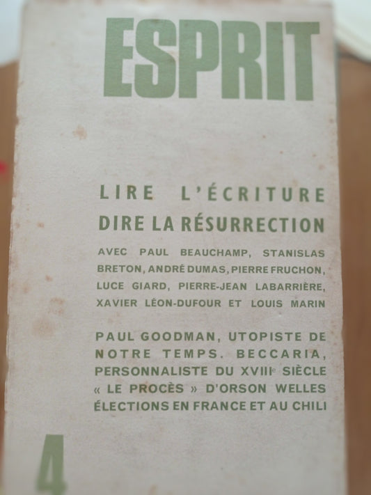 ESPRIT Lire l'ècriture dire la rèsurrection - copertina