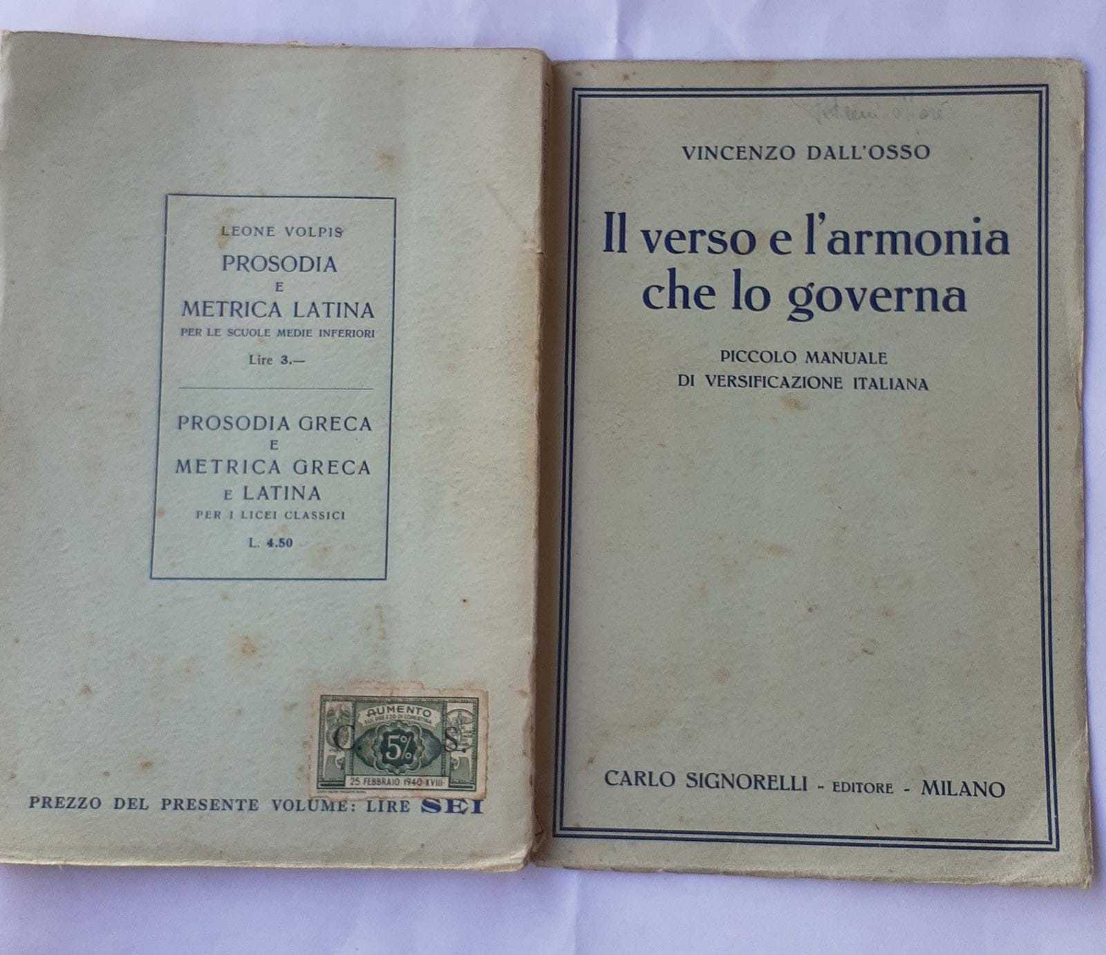 Il verso e l'armonia che lo governa - copertina