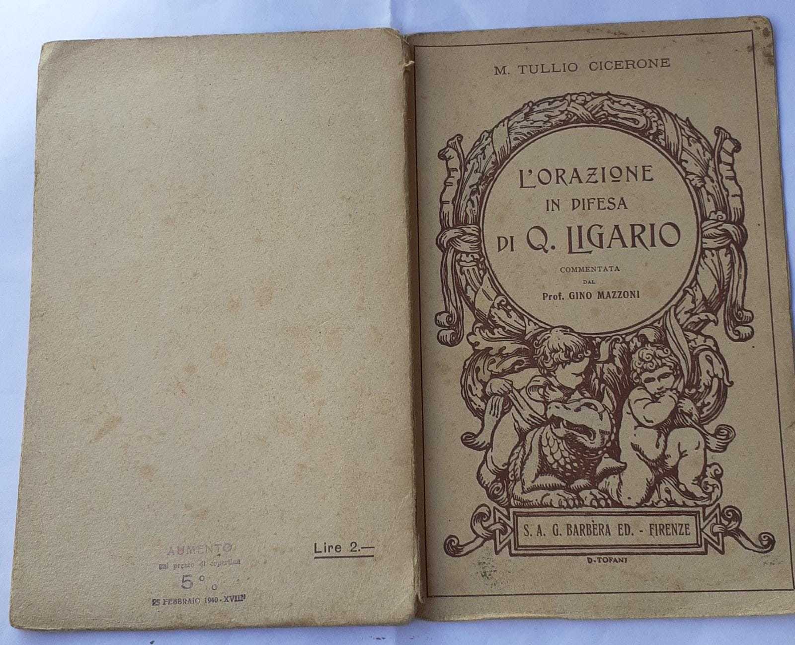 L' Orazione in difesa di Q. Ligario - copertina