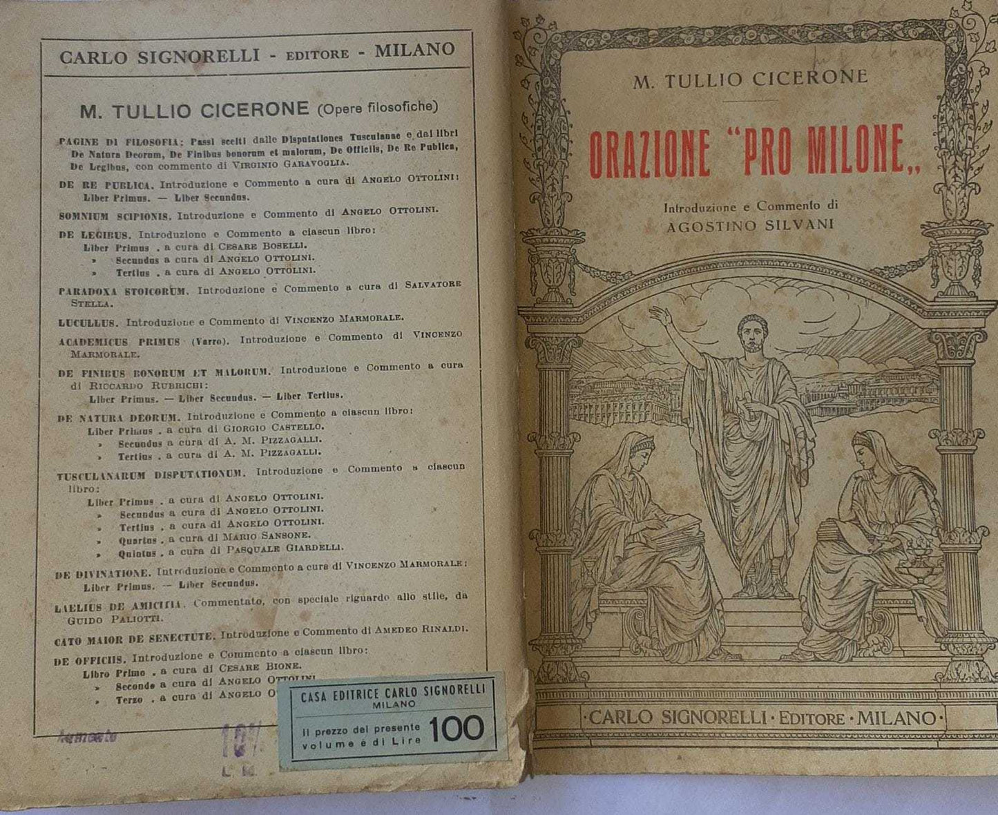 Orazione "Pro Milone". Introduzione e commento di Agostino Silvani - copertina