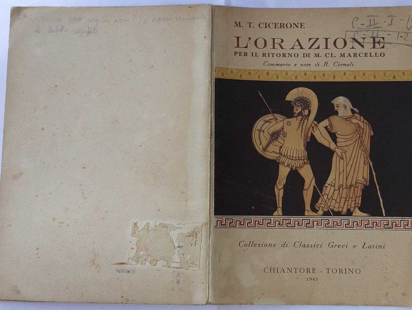 L' Orazione per il ritorno di M. CL. Marcello. Commento e note di R. Cornali - copertina