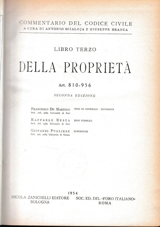 Commentario del Codice Civile, libro terzo. Della proprietà, art. 810-956. - copertina