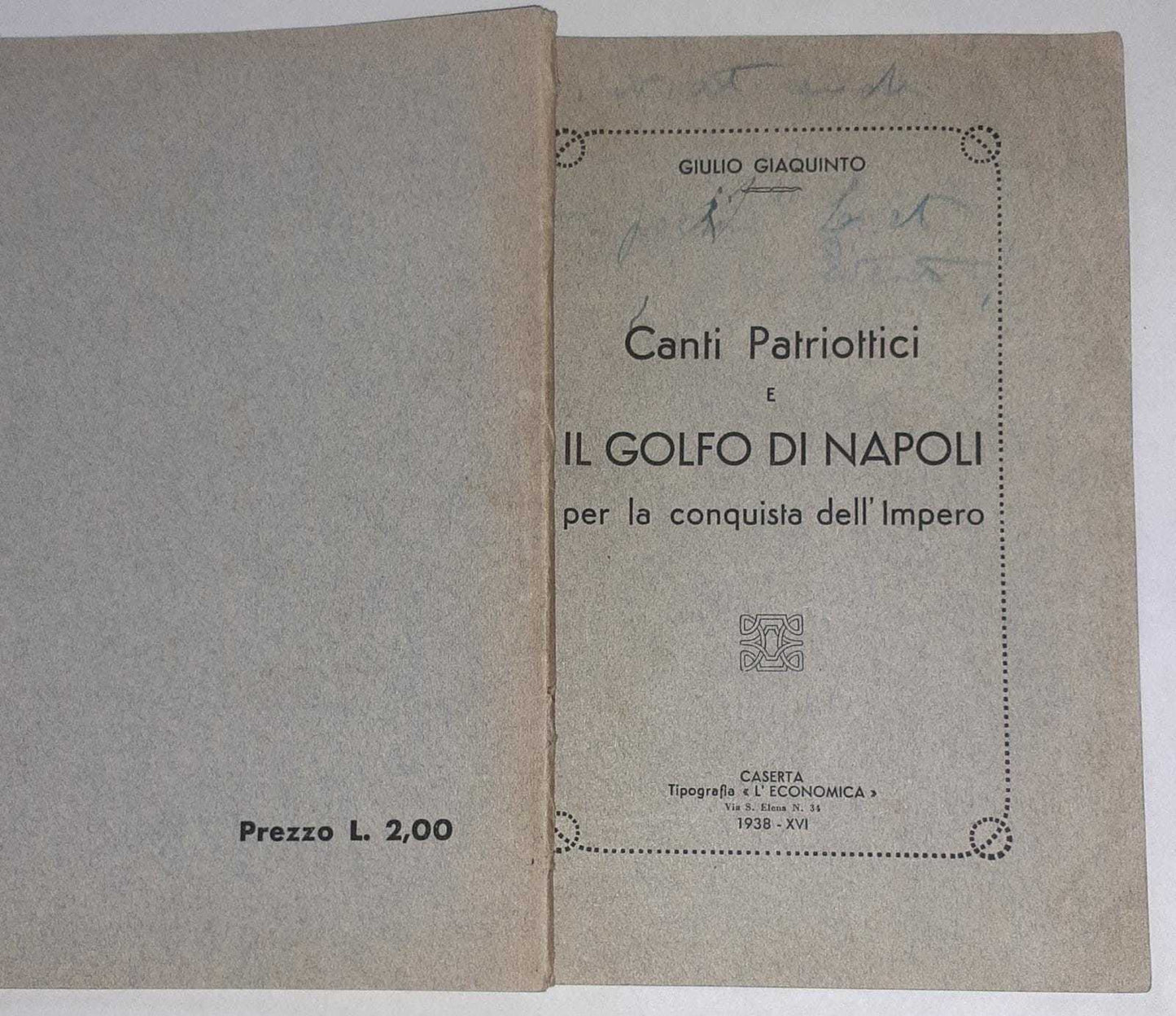 Canti Patriottici e il Golfo di Napoli per la conquista dell'Impero - copertina