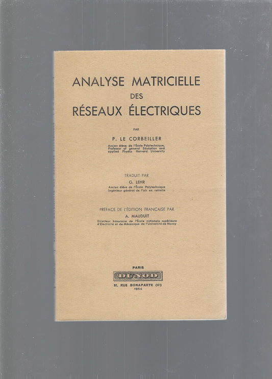 Analyse matricielle des réseaux électriques - copertina