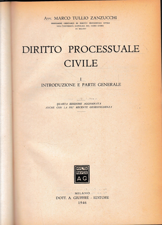 Diritto processuale Civile, vol. I°. Introduzione e parte generale - copertina
