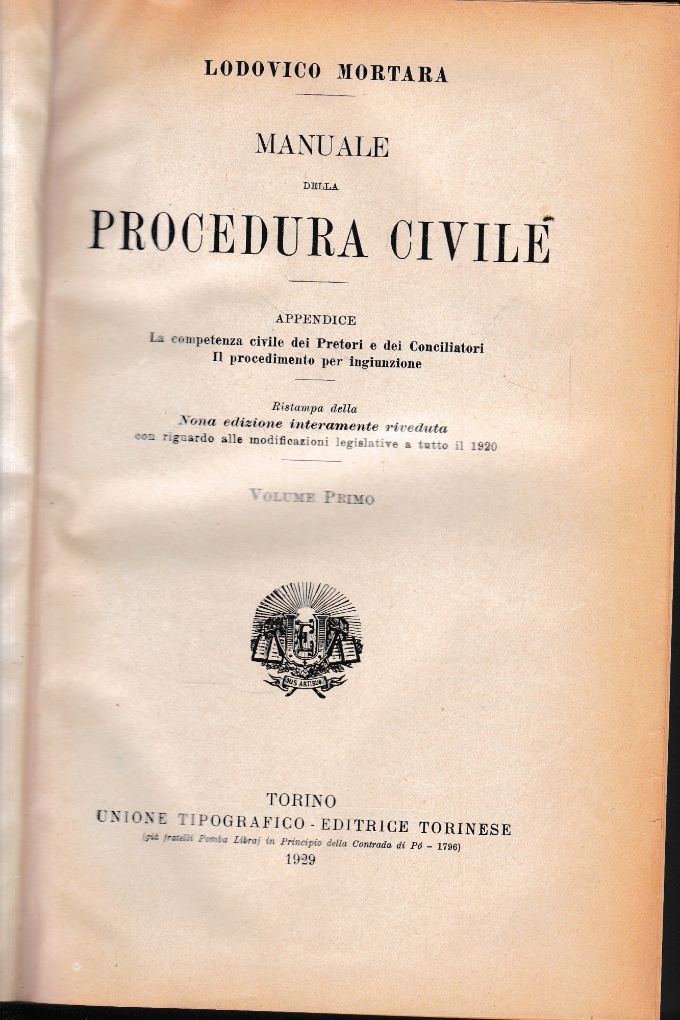 Manuale della Procedura Civile, vol. 1° - copertina
