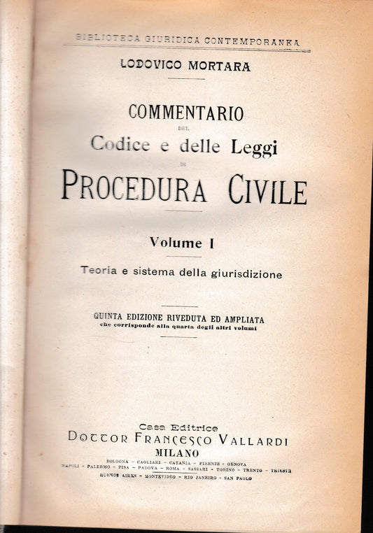 Commentario del Codice e delle Leggi di Procedura Civile, vol. 1. - copertina
