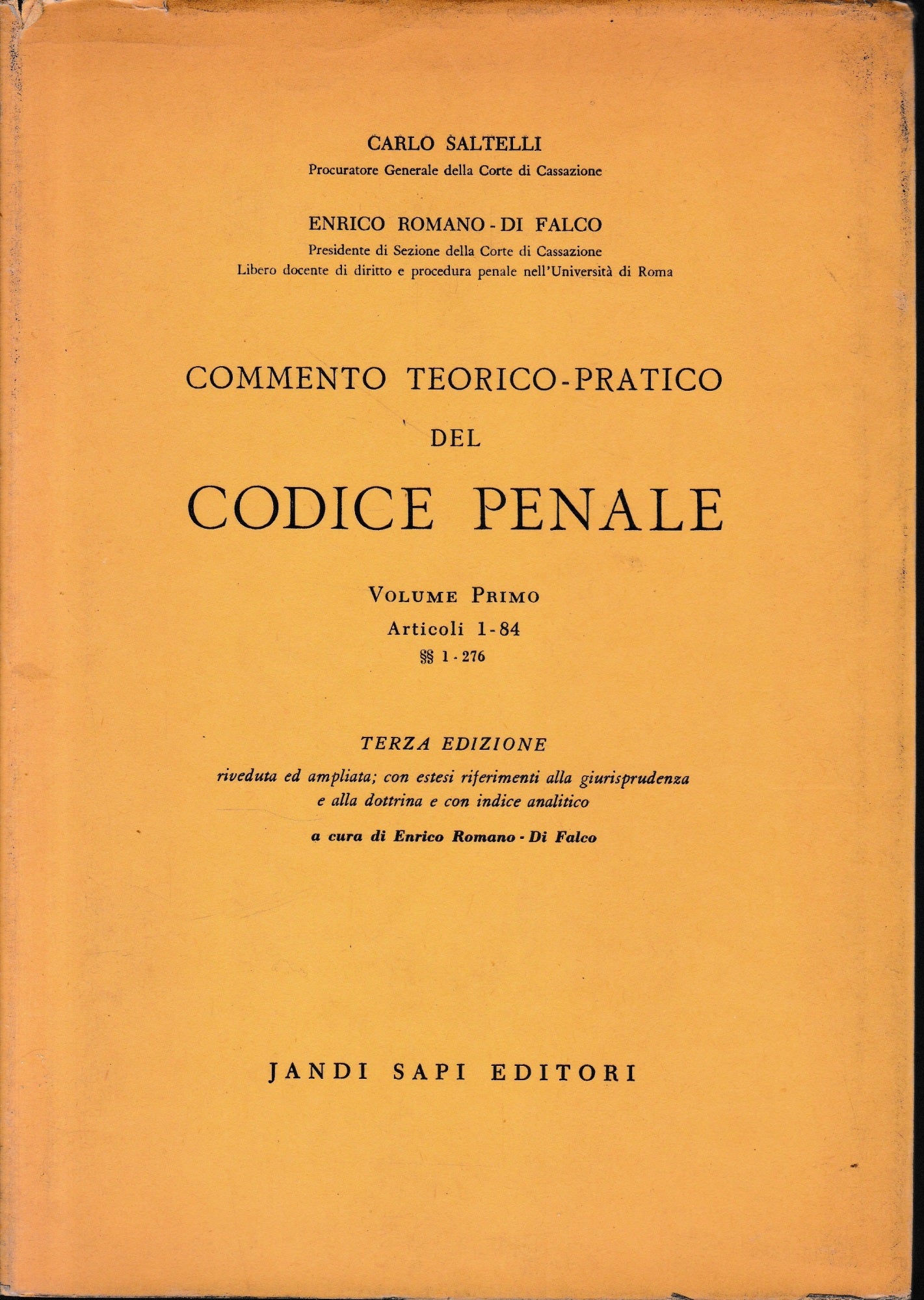 Commento teorico-pratico del Codice Penale, vol. 1, art. 1-84. - copertina