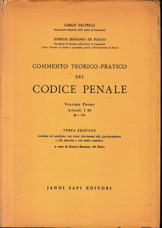 Commento teorico-pratico del Codice Penale, vol. 1, art. 1-84. - copertina