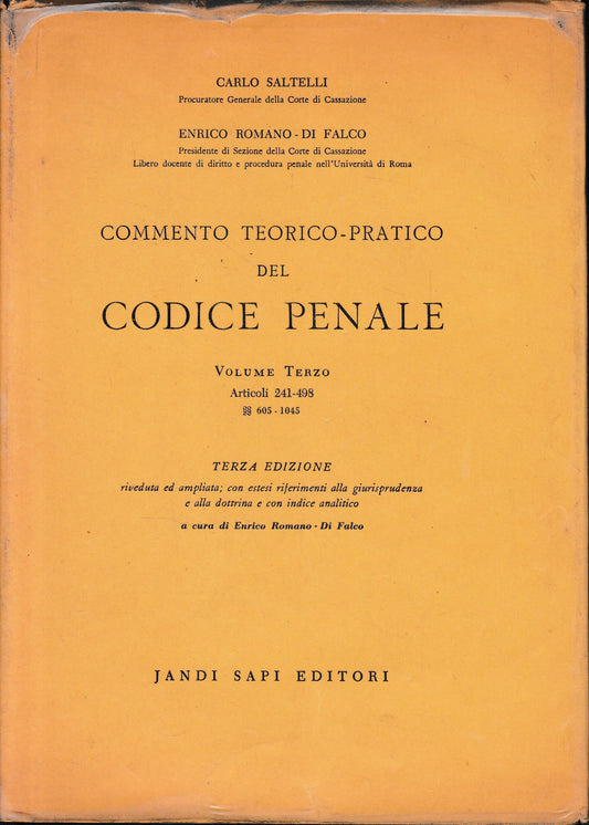 Commento teorico-pratico del Codice Penale, vol. 3, art. 241-498 - copertina