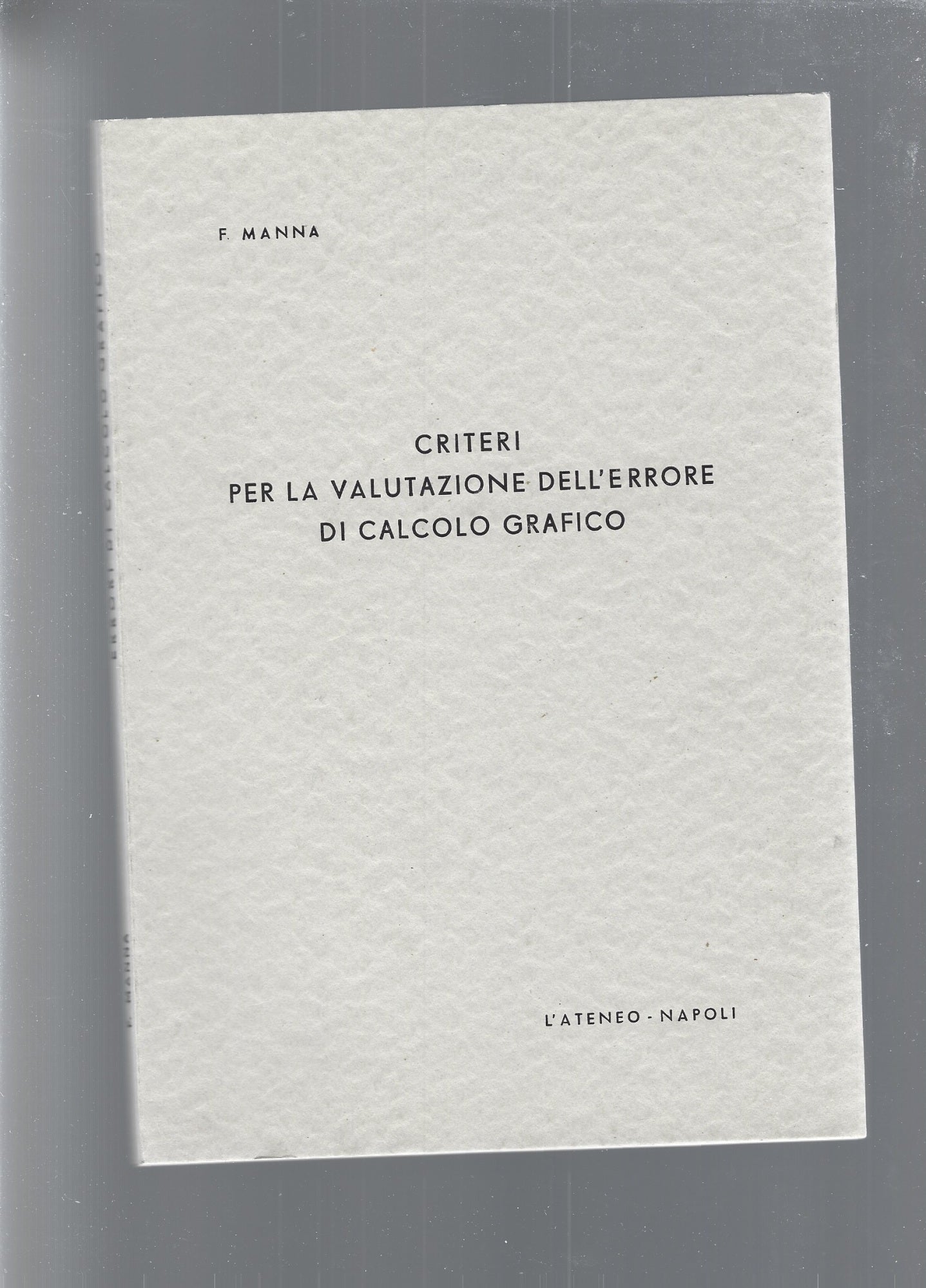 CRITERI PER LA VALUTAZIONE DELL'ERRORE DI CALCOLO GRAFICO - copertina