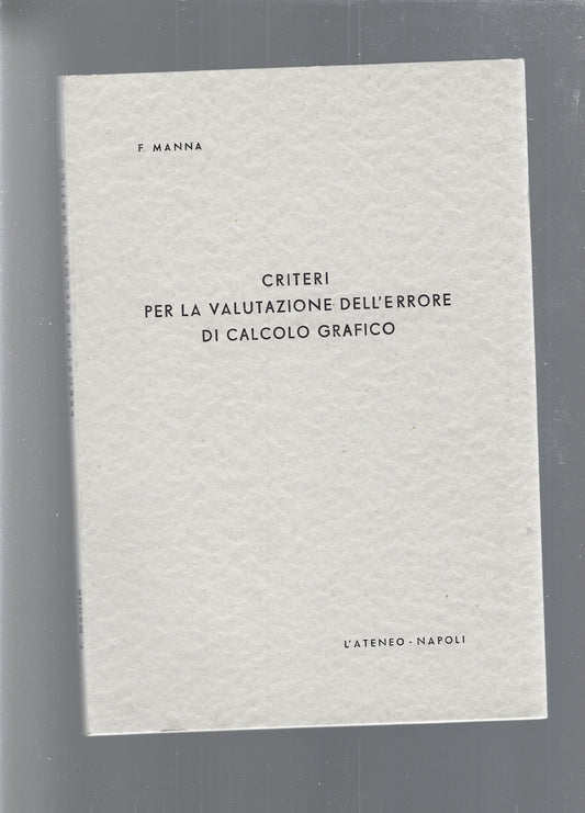 CRITERI PER LA VALUTAZIONE DELL'ERRORE DI CALCOLO GRAFICO - copertina