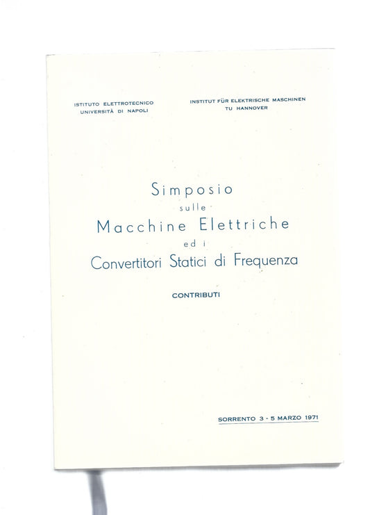 SIMPOSIO SULLE MACCHINE ELETTRICHE ED I CONVERTITORI STATICI DI FREQUENZA - copertina