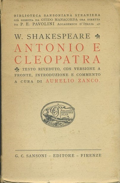 Antonio e Cleopatra - copertina
