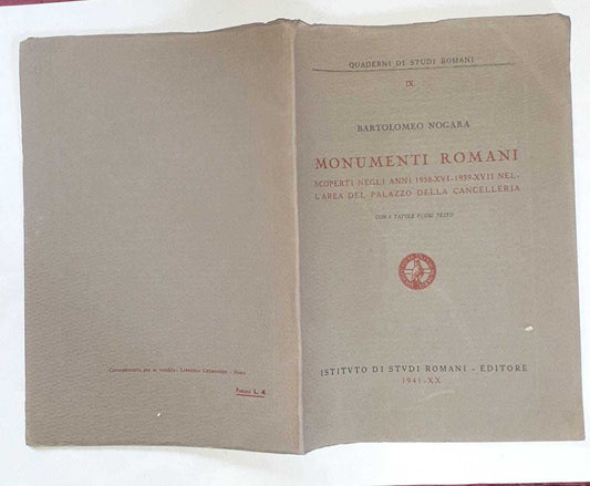 Monumenti romani scoperti negli anni 1938-1939 nell'area del Palazzo della Cancelleria - copertina