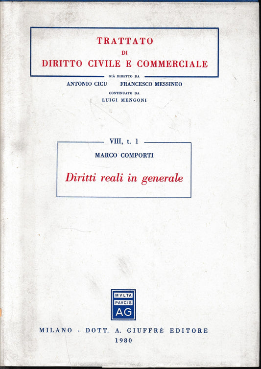Trattato di diritto civile e commerciale, vol. 8/1:Diritti reali in generale - copertina