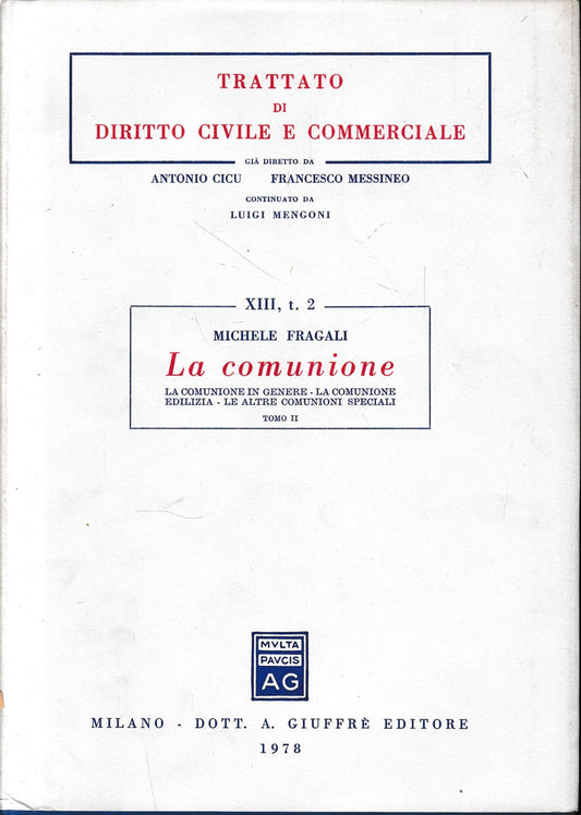 Trattato di diritto civile e commerciale, vol. 13/2: La comunione - copertina