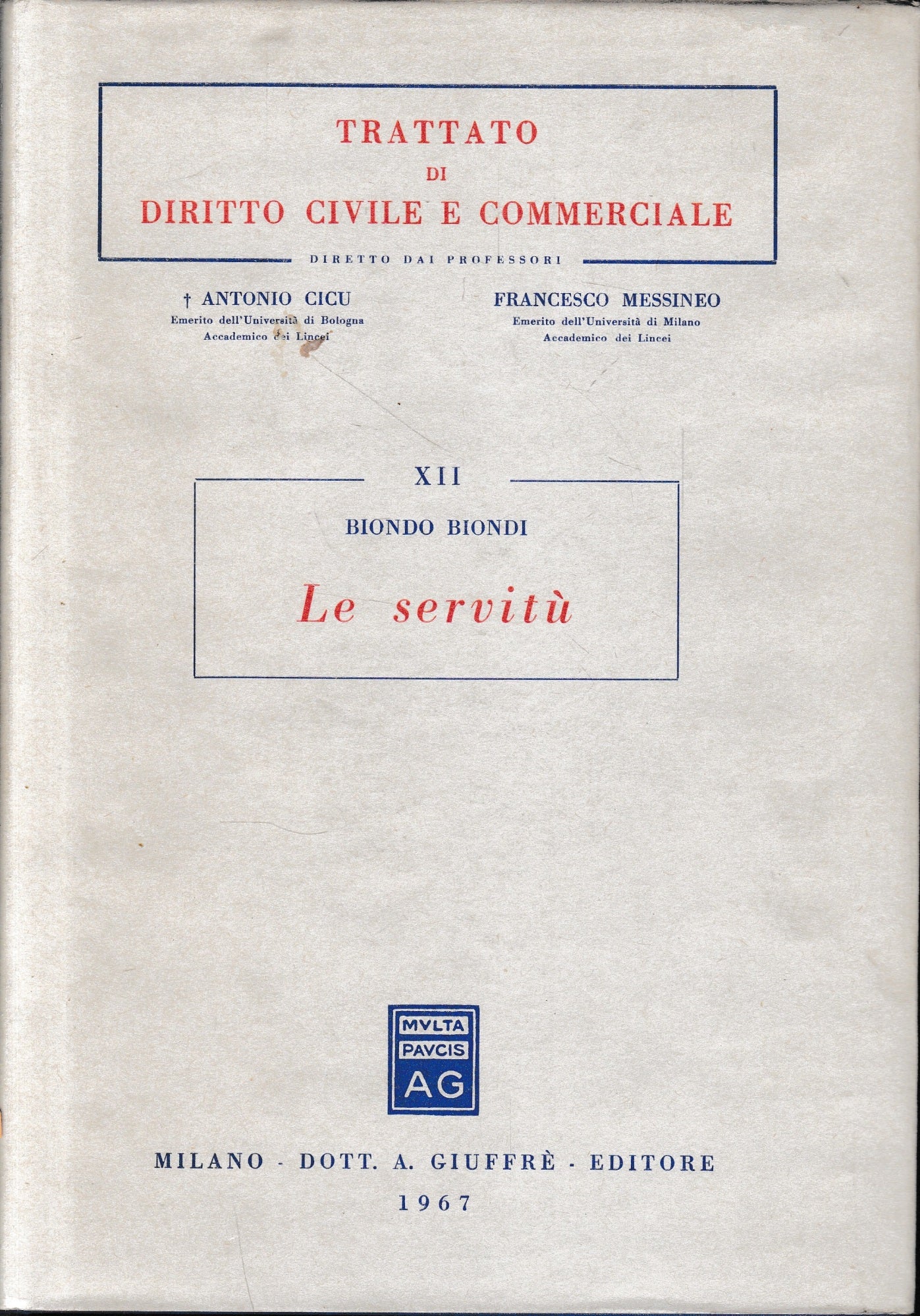 Trattato di diritto civile e commerciale, vol. 12 : Le servitù - copertina