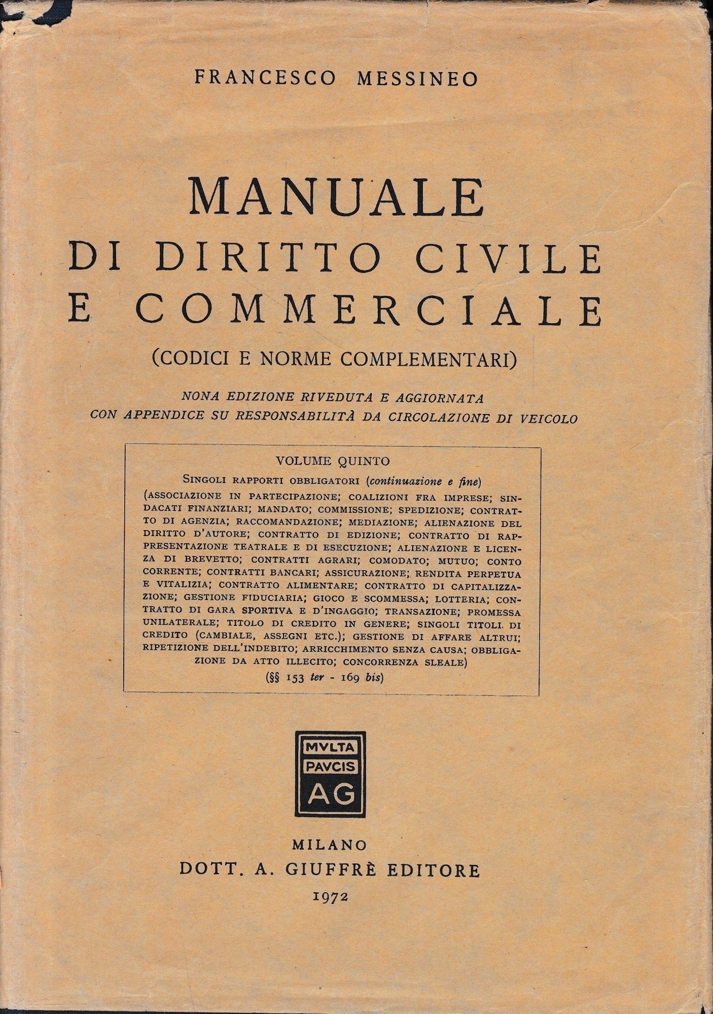 Manuale di Diritto Civile e Commerciale, vol. 5. - copertina