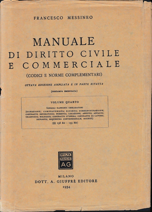 Manuale di Diritto Civile e Commerciale, vol. 4 - copertina