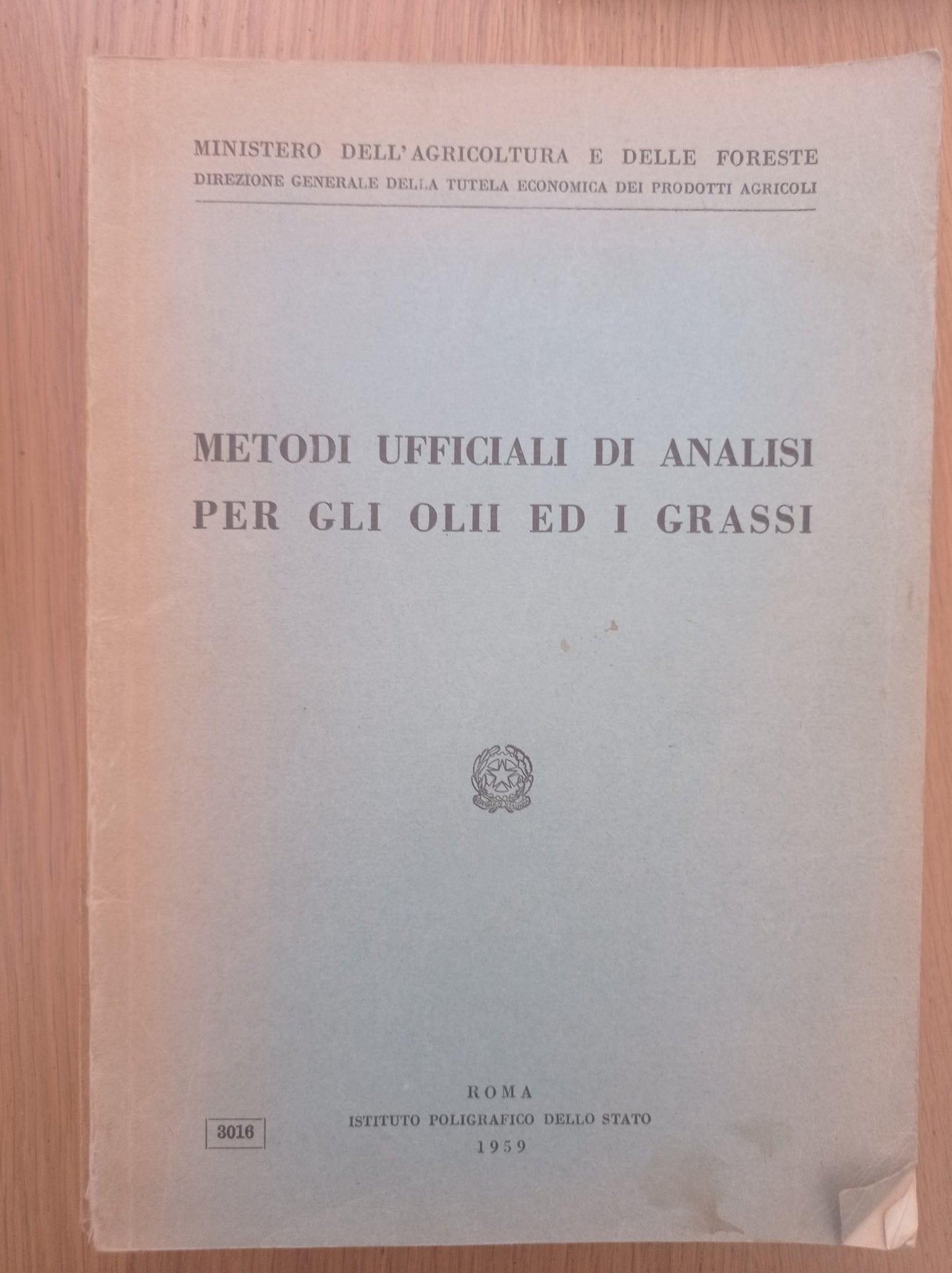 Metodi ufficiali di analisi per gli olii ed i grassi - copertina