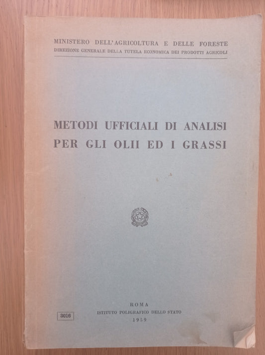 Metodi ufficiali di analisi per gli olii ed i grassi - copertina
