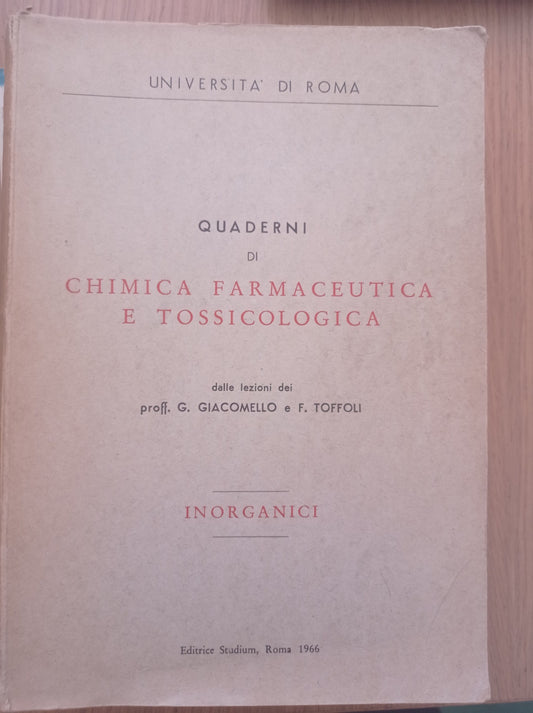 Quaderni di chimica farmaceutica e tossicologica - copertina