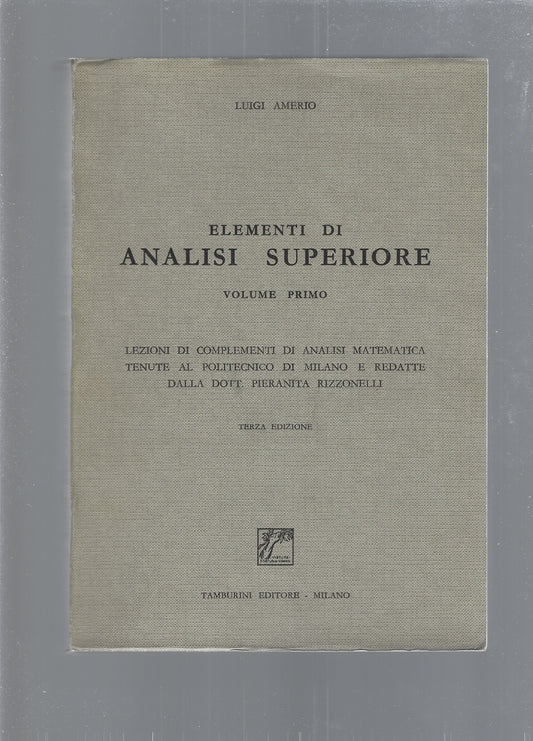 ELEMENTI DI ANALISI SUPERIORE, vol 1 - copertina
