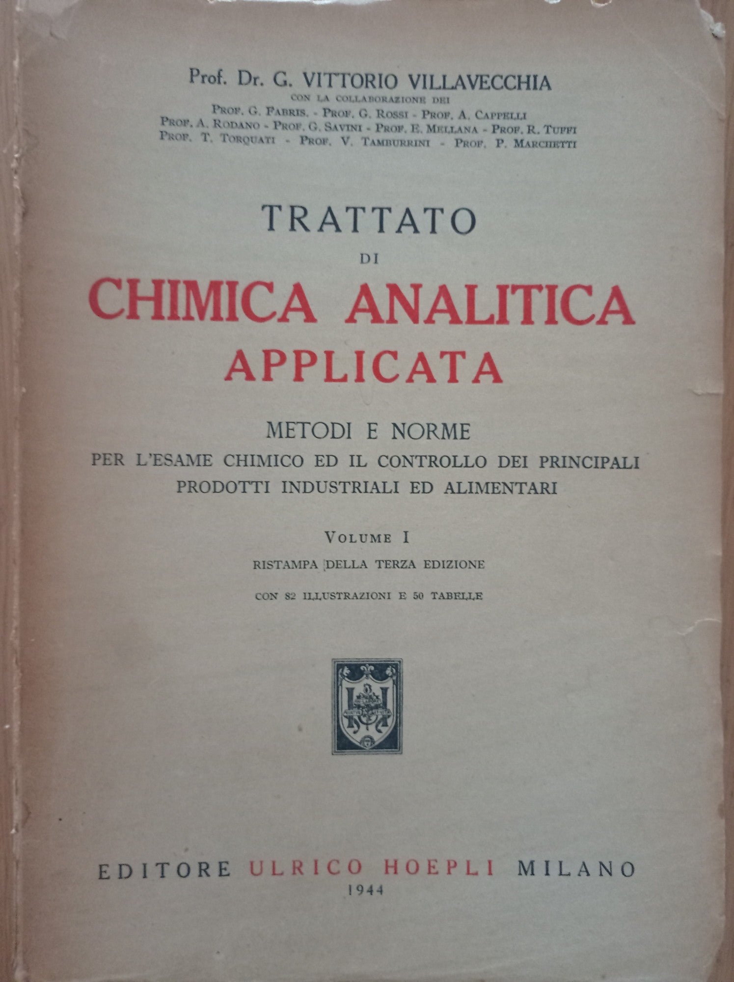 Trattato di chimica analitica applicata Vol. I - copertina