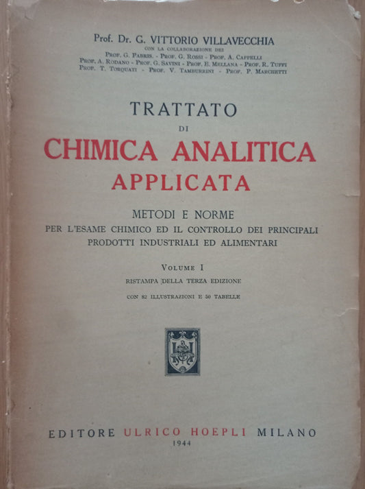 Trattato di chimica analitica applicata Vol. I - copertina