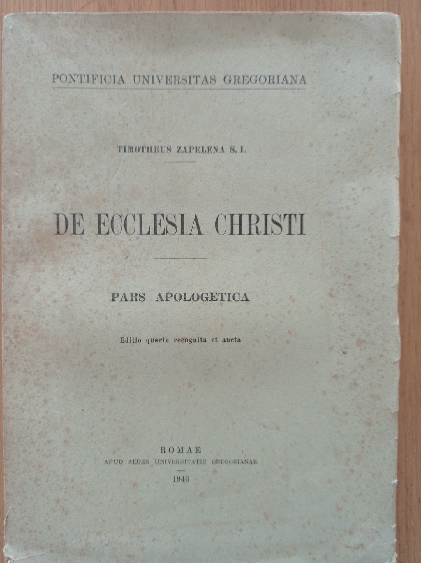 De Ecclesia Christi Pars Apologetica - copertina